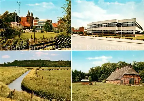 Beverstedt Blick zur Kirche Schule Bauernhof Scheune Landschaftspanorama Beverstedt