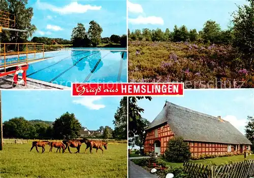 Hemslingen Freibad Landschaftspanorama Lueneburger Heide Pferdekoppel Bauernhof Hemslingen
