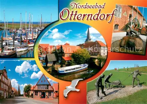 Otterndorf_Niederelbe Seglerhafen Ortsansichten Fahrgastschiff Plastiken Brunnen Nordseebad Otterndorf Niederelbe