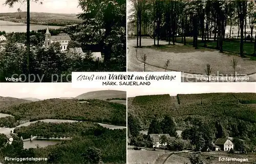 Valbert Kirche Volkspark mit Ehrenmal Fuerwiggertalsperre Echternhagen Valbert
