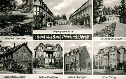 Bad_Driburg Kurpark Eingang zum Bade Haus Niedersachsen Villa Rosenheim Haus Nethegau Haus Loedige Bad_Driburg