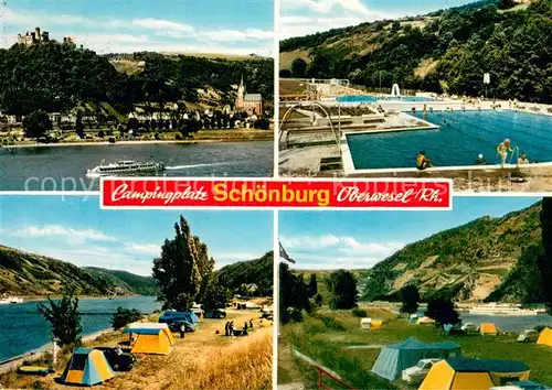 Oberwesel_Rhein Rheinpartie Schwimmbad Campingplatz Schoenburg Oberwesel Rhein