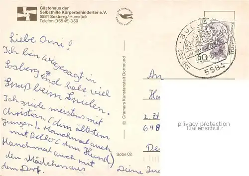 Sosberg Gaestehaus Pension Dietrichs Gasthaus Schoene Aussicht Kirche Sosberg