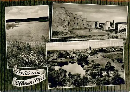 Ulmen mit Burgruine am Ulmener Maar Panorama Ulmen