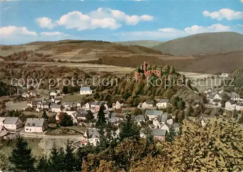 Virneburg Gaststaette Zum goldenen Hering Schloss Fliegeraufnahme Virneburg