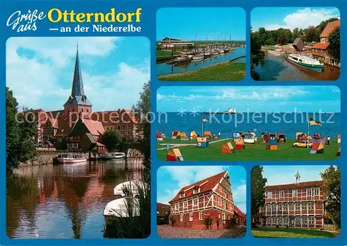 Otterndorf_Niederelbe Kirche Fischereihafen Strandpartie Fachwerkhaeuser Otterndorf Niederelbe