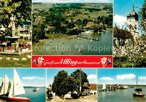 Utting_Ammersee Brunnen Fliegeraufnahme Kirche Segelpartien Maibaum Utting Ammersee