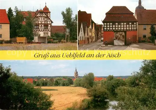 Uehlfeld Torhaus Fachwerkhaus Ortsblick mit Kirche Uehlfeld