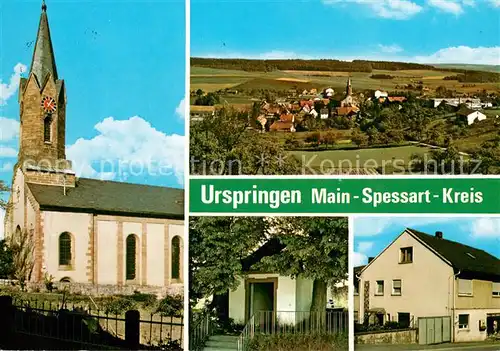 Urspringen_Marktheidenfeld Kirche Panorama Wohnhaeuser Urspringen