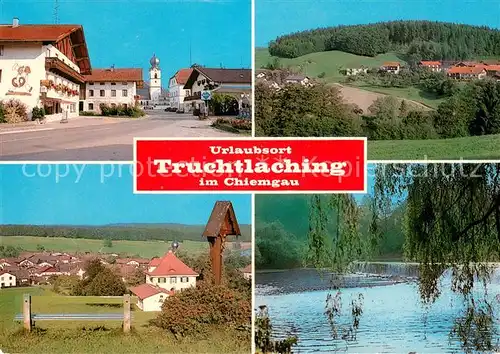 Truchtlaching Ortspartie mit Kirche Panorama Wegekreuz Badesee Truchtlaching