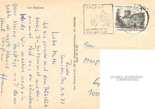 Rosche Strassenpartie Pferdewagen Allee Schwimmbad Rosche