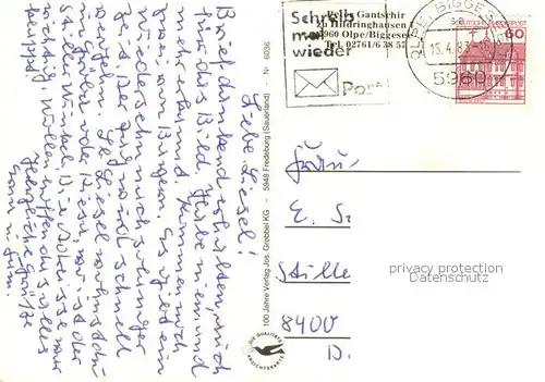 Olpe_Biggesee Seepanorama Turm Kirche Strassenpartie Weiher Rathaus Olpe Biggesee