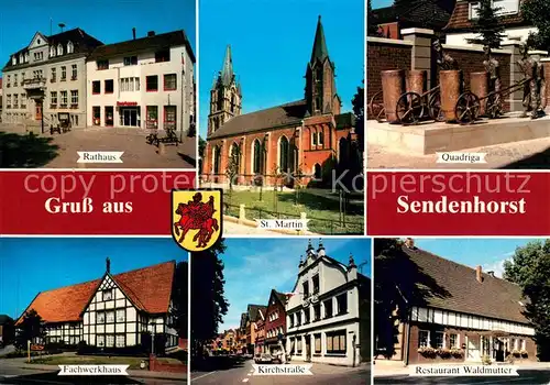 Sendenhorst Rathaus St Martin Quadriga Fachwerkhaus Kirchstrasse Restaurant Waldmutter Sendenhorst