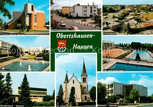 Obertshausen Thomas Morus Kirche Beethovenstr Freizeitpark Rathaus Frei und Hallenbad Buergerhaus Hausen St Josef Rathaus Obertshausen