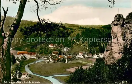 Behringersmuehle Panorama Blick ins Tal Felsen Behringersmuehle