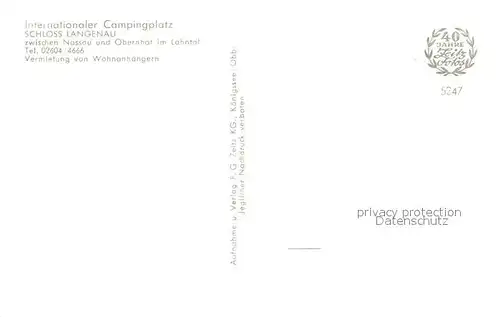 Obernhof_Lahn Panorama Blick auf Schloss Langenau mit Campingplatz Obernhof_Lahn