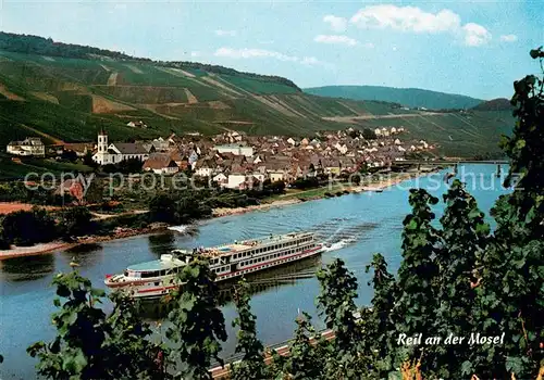 Reil Panorama Blick ueber die Mosel Fahrgastschiff Reil