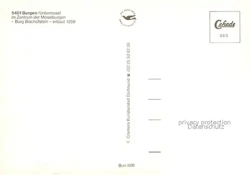 Burgen_Mosel Panorama mit Burg Bischofstein 13. Jhdt. Burgen Mosel