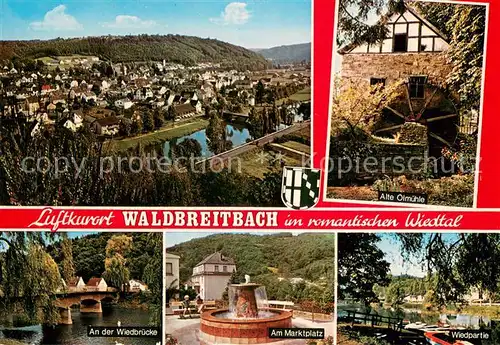 Waldbreitbach_Wied Panorama Wiedtal Alte oelmuehle Wiedbruecke Marktplatz Brunnen Waldbreitbach Wied