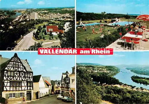 Vallendar Panorama Rheintal Altstadt Fachwerkhaeuser Freibad Restaurant Terrasse Vallendar