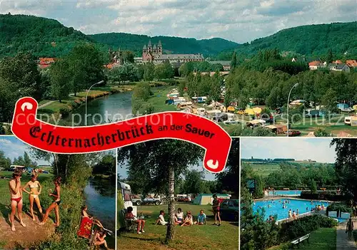 Echternacherbrueck Panorama Erholungsort im Deutsch Luxemburgischen Naturpark Sauertal Campingplatz Freibad Echternacherbrueck