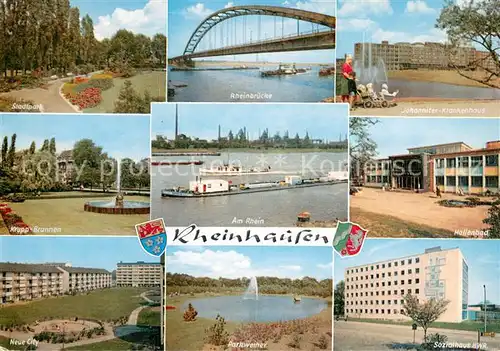 Rheinhausen_Duisburg Stadtpark Brunnen Neue City Rheinbruecke Binnenschifffahrt Parkweiher Krankenhaus Hallenbad Sozialhaus HWR Rheinhausen Duisburg