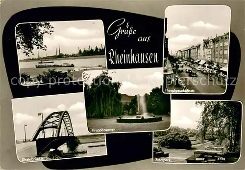 Rheinhausen_Duisburg Huettenwerk Rheinbruecke Kruppbrunnen Hauptgeschaeftsstrasse Innenstadt Stadtpark Rheinhausen Duisburg