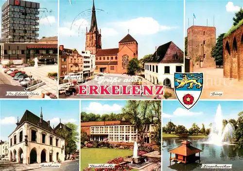 Erkelenz Dr. Eberle Platz Markt Kirche Burg Rathaus Stadthalle Ziegelweiher Fontaene Erkelenz