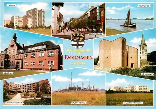 Dormagen Horrem Hochhaeuser Wohnsiedlung Koelner Strasse Rhein Fischkutter Rathaus Kirche Seniorencentrum Erdoel Chemie Krankenhaus Dormagen