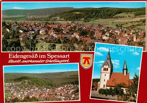 Eidengesaess Panorama Erholungsort Naturpark Spessart Kirche Eidengesaess