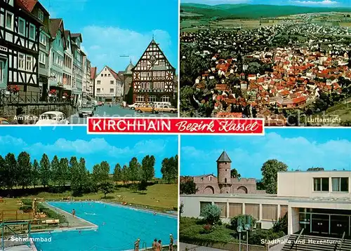 Kirchhain_Hessen Altstadt Rathaus Freibad Stadthalle Hexenturm Fliegeraufnahme Kirchhain Hessen