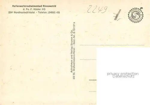 Nordhastedt Hallenwellenschwimmbad Riesewohld Gaststaette Bungalows Nordhastedt
