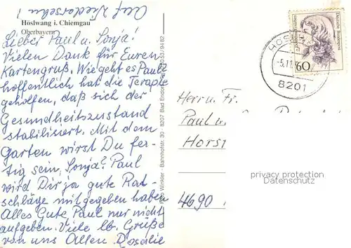 Hoeslwang Ortsmotiv mit Kirche Innenansicht Altar Restaurant Terrasse Blumenschmuck Hoeslwang