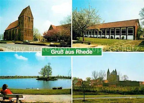 Rhede_Ems Kirche Schule Partie am Teich Stadtansicht Rhede_Ems