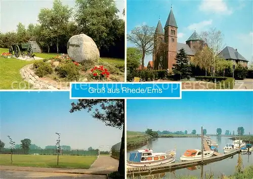 Rhede_Ems Park Gedenkstein Kirche Hafen Rhede_Ems
