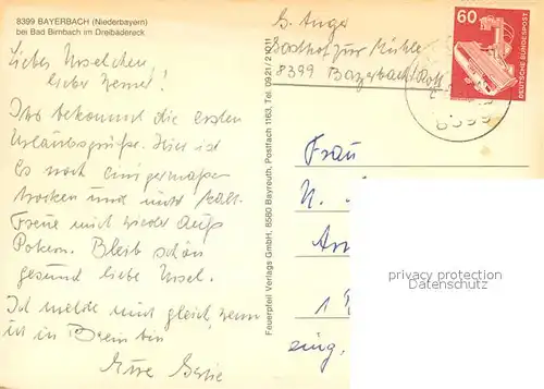 Bayerbach_Rott Denkmal Statue Ortsmotiv mit Kirche Weiher Bayerbach Rott