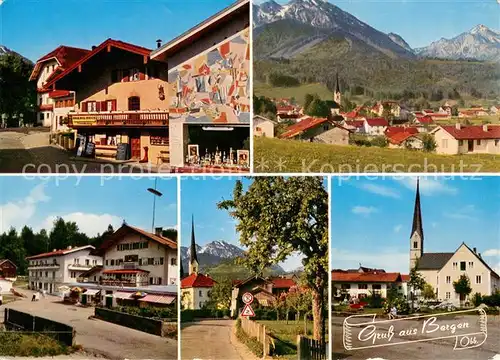 Bergen_Chiemgau Ortsmotive Kirche Fassadenmalerei Hochfelln Hochgern Chiemgauer Alpen Bergen Chiemgau