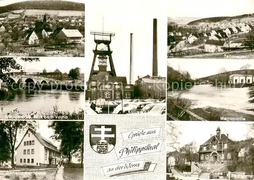 Philippsthal Teilansichten Werrabruecke Kaliwerk Gemeinschaftshaus Rathaus Philippsthal