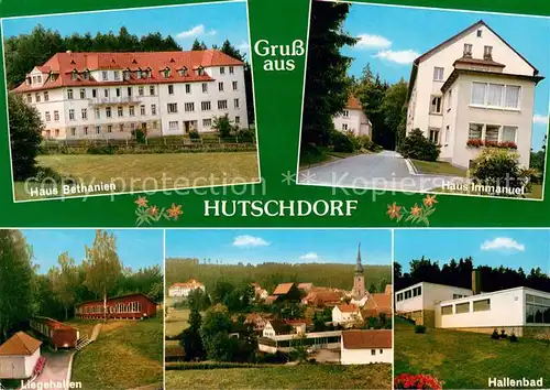 Hutschdorf Haus Bethanien Haus Immanuel Liegehallen Hallenbad Ortsansicht mit Kirche Hutschdorf