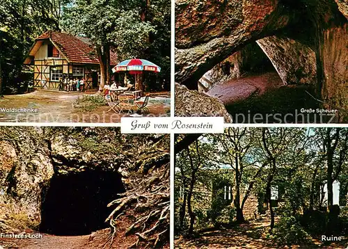 Heubach_Wuerttemberg Waldschenke auf dem Rosenstein Schwaebische Alb Hoehle Grosse Scheuer Ruine Heubach Wuerttemberg