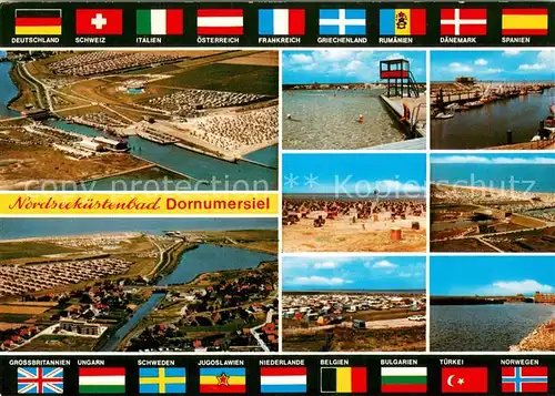 Dornumersiel Fliegeraufnahmen Strand Hafen Nationalflaggen Dornumersiel