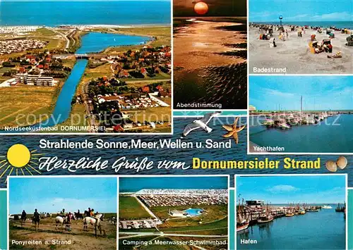 Dornumersiel Nordseekuestenbad Abendstimmung Badestrand Yachthafen Ponyreiten Campingplatz Freibad Hafen Dornumersiel