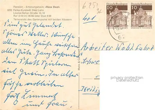 Diez_Lahn Pension Erholungsheim Haus Deul Parkanlagen Diez_Lahn