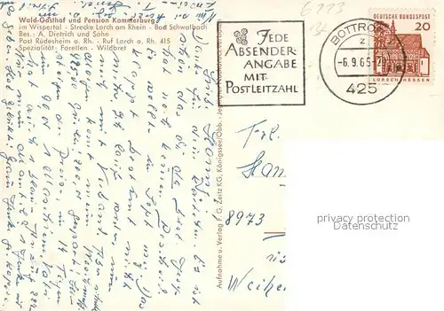 Lorch_Rheingau Waldgasthof Pension Kammerburg im Wispertal Lorch Rheingau