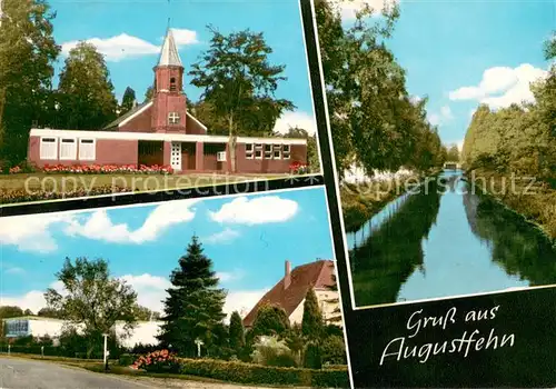 Augustfehn Kirche Haeuserpartie Kanal Augustfehn