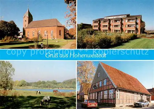 Hohenwestedt Kirche Wohngebaeude Fachwerkhaus Pferdekoppel Natur Hohenwestedt
