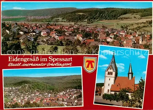 Eidengesaess Panorama Erholungsort im Naturpark Spessart Kirche Eidengesaess