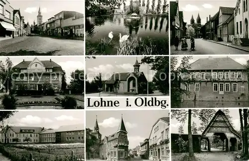 Lohne_Oldenburg Teilansichten Schwanenteich Kirchen Schule Eingangstor Lohne Oldenburg