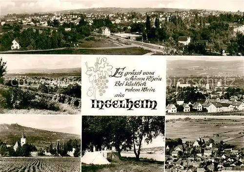 Ingelheim_Rhein Panorama Teilansichten Camping Kirche Ingelheim Rhein