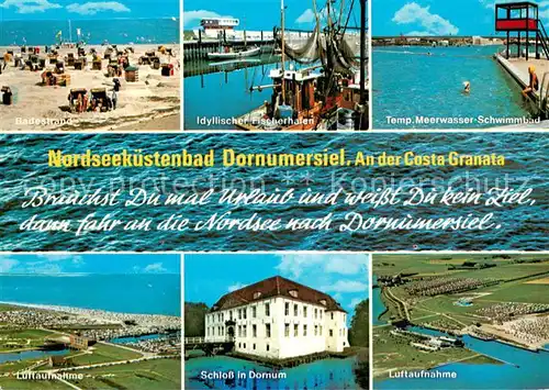 Dornumersiel Badestrand Fischerhafen Temp Meerwasser Schwimmbad Fliegeraufnahmen Schloss in Dornum  Dornumersiel